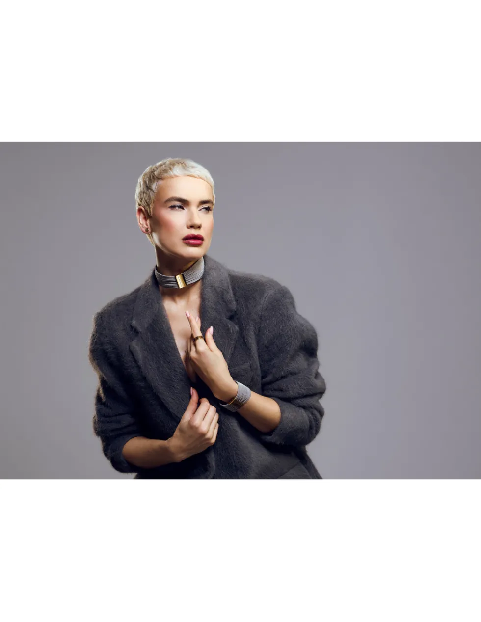 Moora Choker ze stali szlachetnej oraz pozłacanej siatki stalowej* Naszyjniki | Nowości