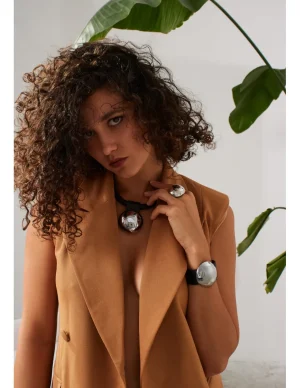 Moora Czarna bransoleta ze skóry oraz stali z matową kulą* Bransolety