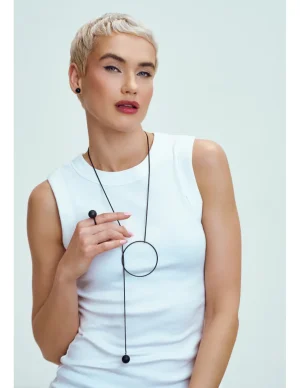 Moora Czarny długi naszyjnik ze stali szlachetnej* Nowości | Naszyjniki