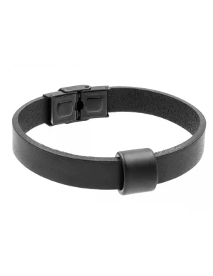Moora Delikatna męska bransoleta skórzana z czarnym elementem* Bransoletki