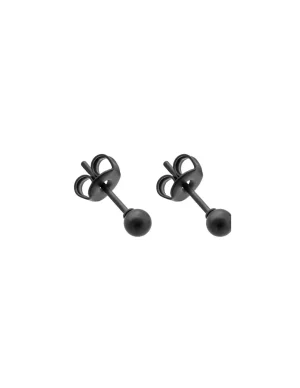 Moora Delikatne kolczyki kuleczki 3 mm z czarnej matowej stali szlachetnej* Kolczyki