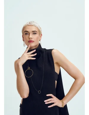 Moora Długie kolczyki koła z pozłacanego srebra i stali szlachetnej* Kolczyki | Nowości