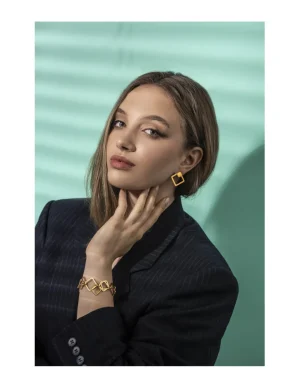 Moora Kolczyki kwadraty 3 w 1 z pozłacanej stali szlachetnej* Kolczyki