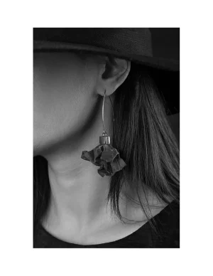 Moora Kolczyki z czarnej siatki stalowej oraz pozłacanego srebra pr.925* Kolczyki