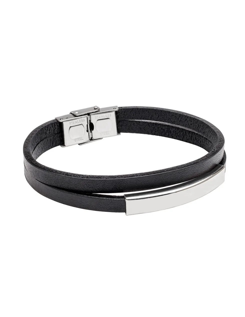 Moora Męska bransoleta skórzana z elementem stalowym* Bransoletki