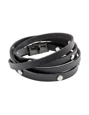 Moora Męska bransoleta ze skóry naturalnej z napami.* Bransoletki