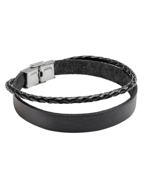 Moora Męska czarna bransoleta skórzana* Bransoletki