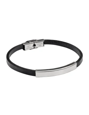 Moora Męska wąska bransoleta skórzana z elementem stalowym* Bransoletki