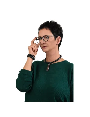 Moora Naszyjnik choker ze skóry oraz matowej stali* Naszyjniki