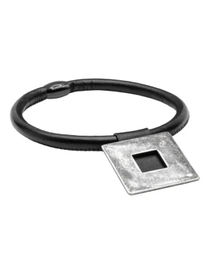 Moora Naszyjnik choker ze skóry oraz stali z kwadratem* Naszyjniki