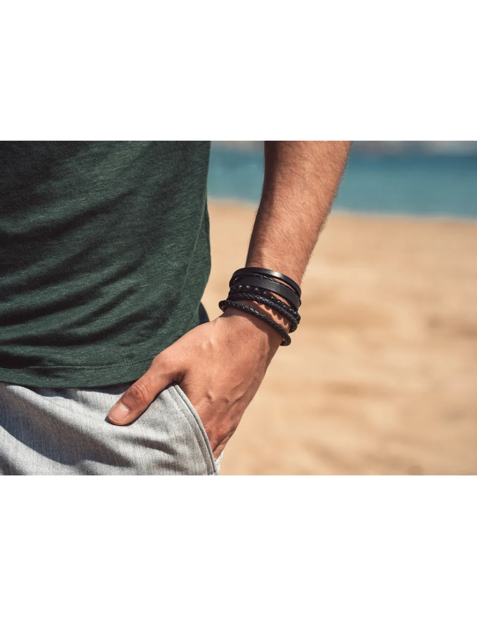 Moora Regulowana bransoletka z naturalnymi kamieniami onyks* Bransoletki