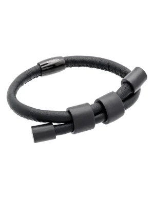 Moora Regulowany komplet ze skóry oraz czarnej matowej stali* Komplety | Naszyjniki