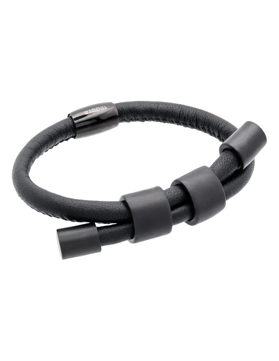 Moora Regulowany komplet ze skóry oraz czarnej matowej stali* Komplety | Naszyjniki